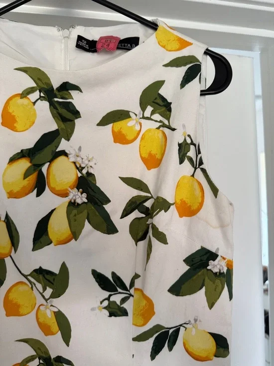 Chetta B White Lemon-Print Sleeveless Midi Dress - Picture 2 of 2